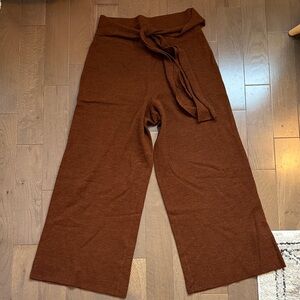 Anthropologie Chocolate Wide-Leg Cropped Sweater Pants